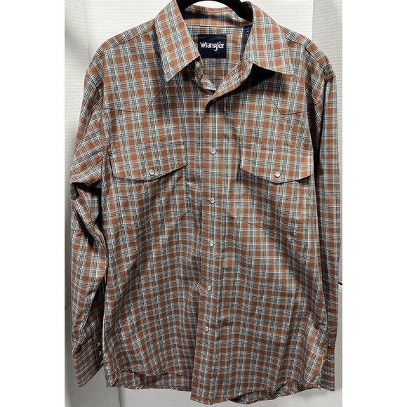 Wrangler Other - Wrangler Pearl Snap Brown Medium Cowboy 3 Snap Cuff